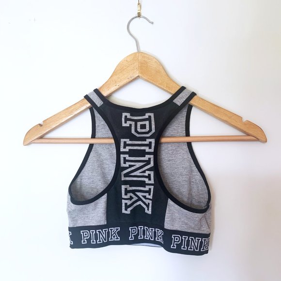 VS PINK • Grey + Black Sports Bra • Racer Back - Picture 5 of 10